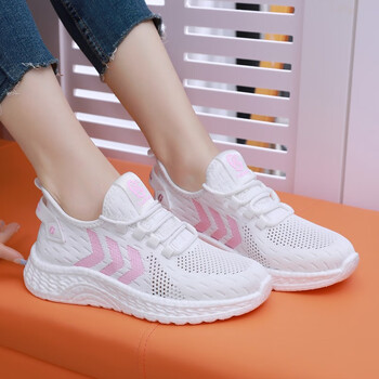 鮟鱇鞋子女夏季飞织女鞋网鞋女透气网面厚底小白鞋女式软底防滑平底单