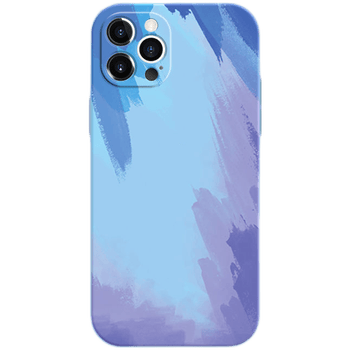 边手机壳iphone12propromax同款ins艺术水彩苹果12pro冬雪色水彩硅胶