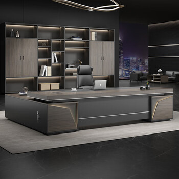 曾皇老板桌办公桌高档大班台经理办公室桌子简约现代家具全套桌椅组合