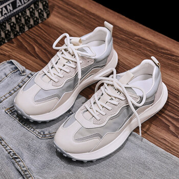 珂纷今年流行的阿甘鞋女鞋老爹鞋新款夏季百搭跑步休闲兰色35