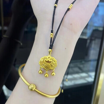 lpez老凤凰黄金吊坠999足金元宝平安锁包项链女士202母节礼物小款金锁