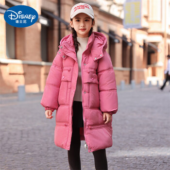 迪士尼disney女童棉服2023年冬季新款加厚中长款棉袄大童女孩洋气冬装