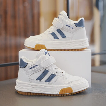 回力童鞋男童鞋子高帮儿童运动鞋2023春秋新款大童小白鞋男孩板鞋米蓝