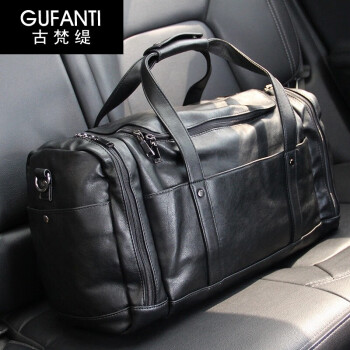古梵缇（GUFANTI）旅行包男牛皮 短途商务出差大容量男士手提行李包旅游包包gft291 黑色 大