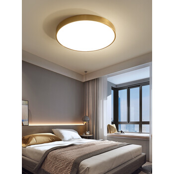 欧汉达全铜卧室灯吸顶灯薄的主卧北欧简约现代圆形三色轻奢房间灯xd