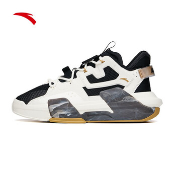 安踏休闲鞋男鞋2021新款霸道运动板鞋112138081黑象牙白5740码