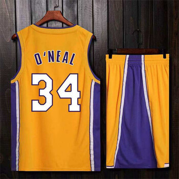 滕讯体育nba专营湖人队奥尼尔34号球衣篮球服大码宽松比赛队服印字