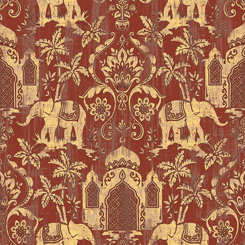 泰式大象墙纸东南亚绿色金色黄色热带雨林壁纸美式客厅背景墙酒店 yf