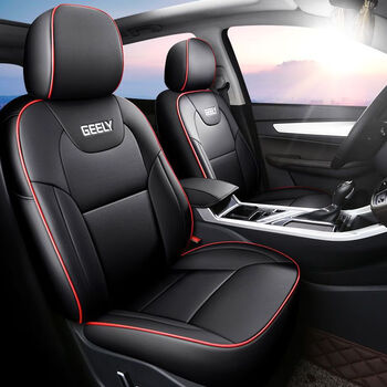 吉利远景x6全包围专用座套2116款suv汽车坐垫四季通用皮座椅套黑红色