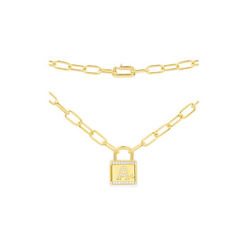 apm monaco新品锁头字母项链女 尊享免息 情侣锁骨链银吊坠 送女友