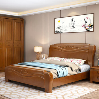 5宽1.8米成老人家用床单人床 海棠色单床 1350mm*1900mm 气压结构