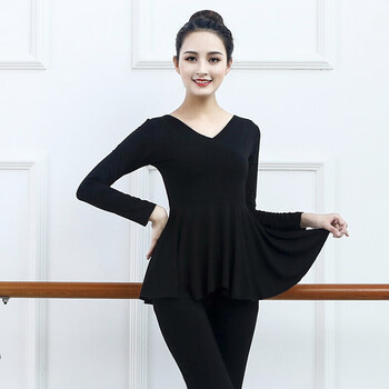 舞蹈练功服上衣女高端现代舞古典舞套装中国舞训练服装 黑色长袖上衣