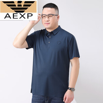 aexp夏季加肥加大码短袖男肥佬宽松中老年爸爸装体恤胖子半袖冰丝t恤
