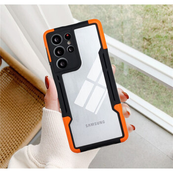 适用三星s21plus透明镜面散热手机壳s21ultra镜头全包保护套爱贝动听