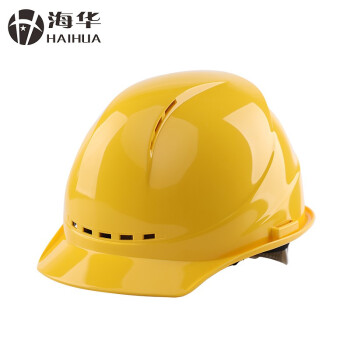 海华安全帽工地ABS工程电力透气高强度新国标头盔HH-A3F  黄色 一指键
