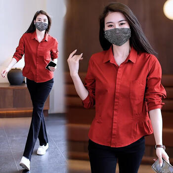 橘红色m80-100斤>弗仑诺衬衫女夏季遮肚子2023春秋装新款洋气质减龄