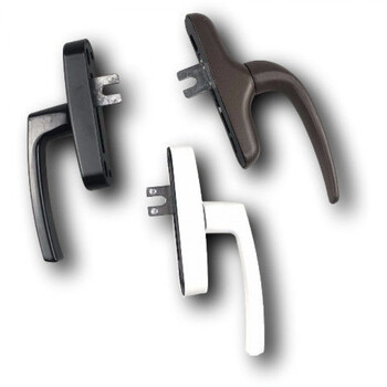 铝门窗执手两点锁铝合金大把手内开内倒平开窗配件 棕色把手加五金包