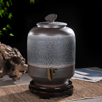 储酒罐白酒储酒罐装酒容器储酒坛景德镇陶瓷窑变釉酒坛带龙头水缸15斤