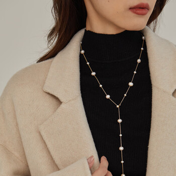 淡水珍珠项链女时尚款毛衣链不掉色长款轻奢小 通体60cm天然满天星