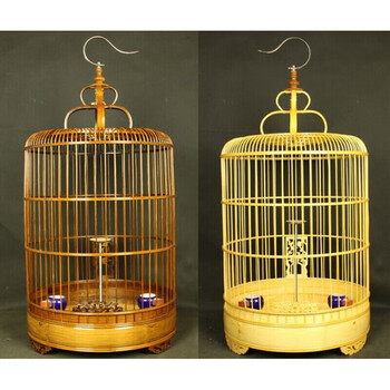 【宠医推荐】紫竹原色宽圈抛光百灵鸟笼百灵笼云燕雕刻花件加密顶