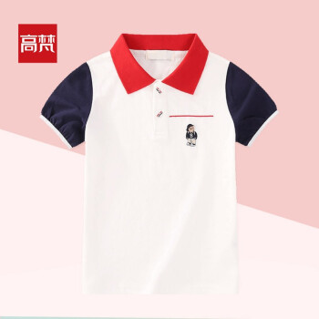 高梵儿童polo衫男童夏季短袖上衣男孩中大童拼色短袖t恤衫6211303白色