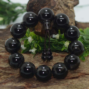 天然黑水牛角手串男女士情侣佛珠念珠文玩老牛角手串老料18mm13颗