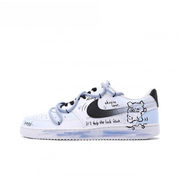 耐克(nike)球鞋定制 nike court vision 1 幸运熊 渐变 黑白蓝 男款