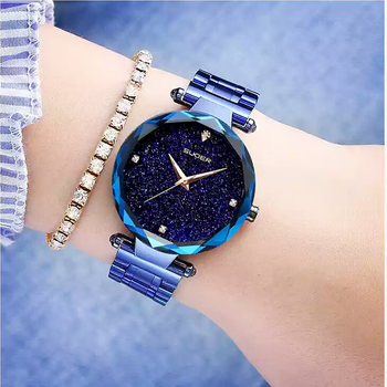 索尔女士手表女防水时尚潮流学生女表韩版休闲简约大气石英表蓝色