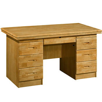 缘林梁材 实木书桌电脑台式桌家用办公学习桌书房写字台老式大容量