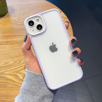 适用苹果12手机壳感撞色适用iphone14磨砂透明保护套13promax 撞色