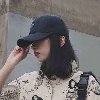 帽子女鸭舌帽新款网红潮牌韩版百搭春秋黑色棒球帽男潮夏 brtxn藏青色