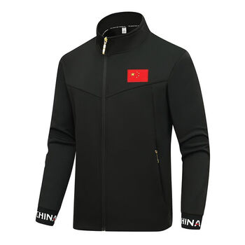 中国队运动休闲外套运动员训练出场服男女国旗夹克学生2268黑色上衣