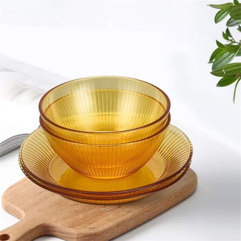 snapware康宁 琥珀色钢化玻璃精致套组sp晶尊碗盘餐具豪华6件套