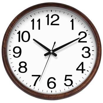 Timess挂钟钟表客厅家用挂墙时钟创意时尚卧室挂表石英钟P34-4棕木白面
