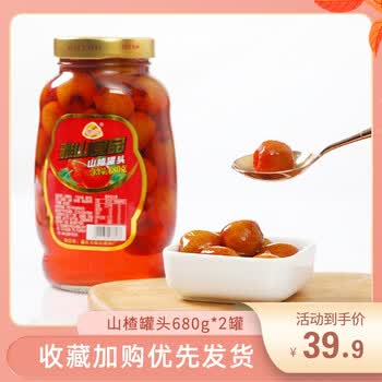 雅山山楂水果罐头680g2罐680g