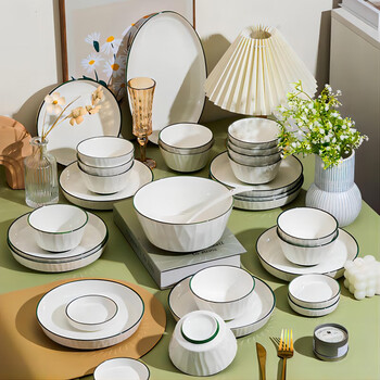 瓷礼万家北欧碗碟套装碗家用小清新餐具高颜值碗筷盘子面碗汤碗套装42件套
