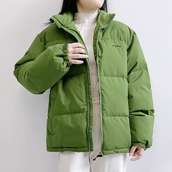 就叙女士冬天短款羽绒服晴雨雪绿色女韩版宽松男女情侣外套绿色s80120