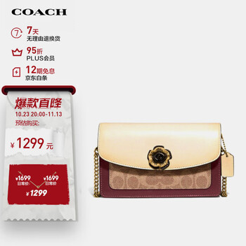 蔻驰（COACH）女士专柜款PARKER山茶花小号单肩斜挎包链条包拼色1680B4QVB