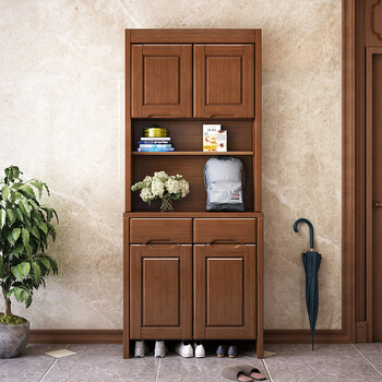 实木鞋柜家用门物柜中式现代简约客厅储物柜鞋柜一体靠墙两门鞋柜颜色