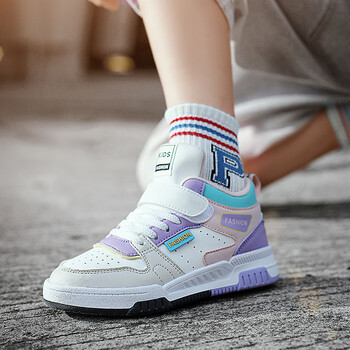 361儿童女童鞋子新款秋冬季老爹中大童女鞋秋季女孩春秋款运动鞋米色