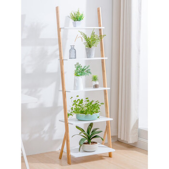 花架子梯形置物架多肉室内客厅落地式吊兰阳台角靠墙窄置物架白色2层