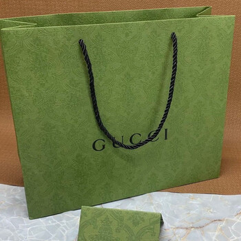 手提袋纸质古奇酷奇绿色纸袋香水袋口红袋包装袋手提袋压缩袋子围巾袋