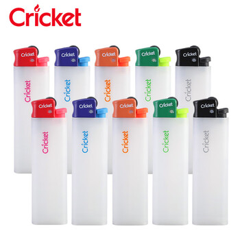 草蜢（CRICKET）砂轮打火机 半透明磨砂10支 原装进口一次性火石滑轮安全防爆定制
