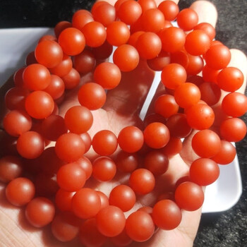 精品天i然保山南红玛瑙108佛珠南红柿子红哑光多圈项链毛衣链10mmhxm