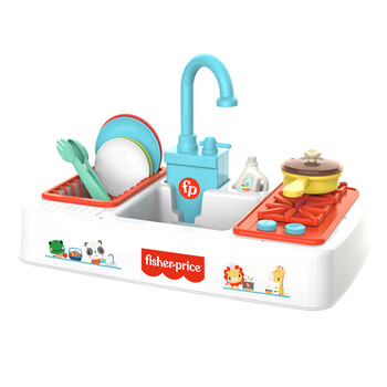 玩乐小家电儿童仿真过家家变色玩具做饭学习 gmkc003费雪洗碗台 灶台