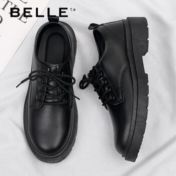 秋冬季英伦风黑色休闲皮鞋男士商务正装大头工作潮鞋801黑色主图款42