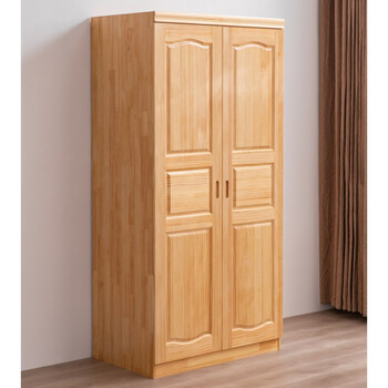 缦宛木二门衣柜 松木二门衣柜原木色具收纳储物柜纯全实木平开橡木