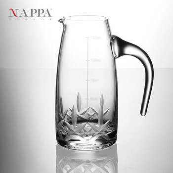 NAPPA 手工雕刻玻璃白酒分酒器分酒壶带刻度 白酒酒具单只 300ml