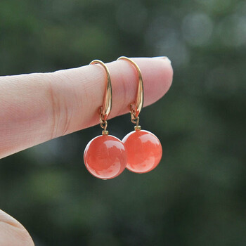 熙瞳倩薇耳饰南红玛瑙耳坠女耳夹耳环红色耳钉 倩薇耳坠【图片 价格