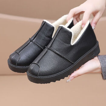 娇贝蹬老北京棉鞋女鞋防水加厚保暖休闲女棉鞋防滑高帮妈妈鞋雪地短靴子 黑色（750） 39
